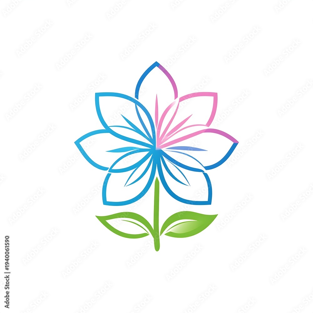 Obraz premium A stylized flower graphic with blue, pink, and green colors