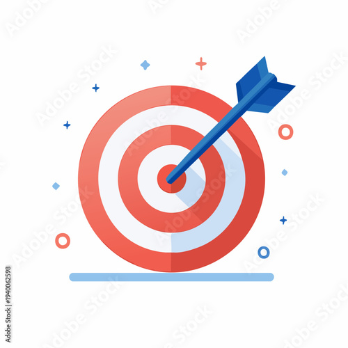 Target with arrow in the bullseye, representing success, goals, and accurate aim in business or personal pursuits