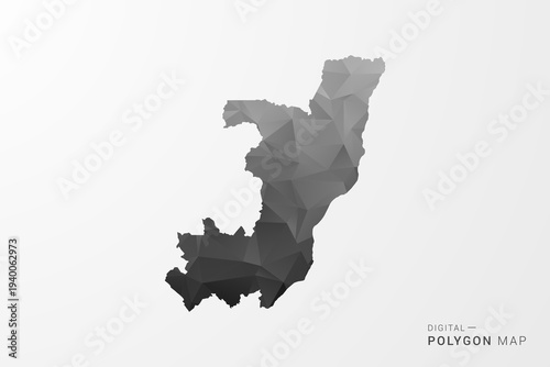 Congo Map - Black Polygon Style Vector Illustration with Low Poly Geometric Design, Clean Silhouette Isolated on White Background.