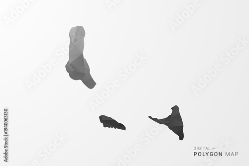 Comoros Map - Black Polygon Style Vector Illustration with Low Poly Geometric Design, Clean Silhouette Isolated on White Background.