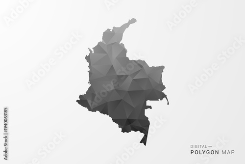 Colombia Map - Black Polygon Style Vector Illustration with Low Poly Geometric Design, Clean Silhouette Isolated on White Background.