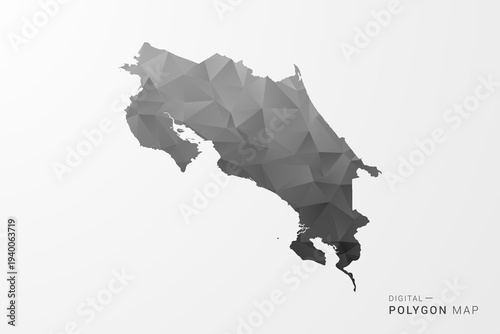 Costa Rica Map - Black Polygon Style Vector Illustration with Low Poly Geometric Design, Clean Silhouette Isolated on White Background.
