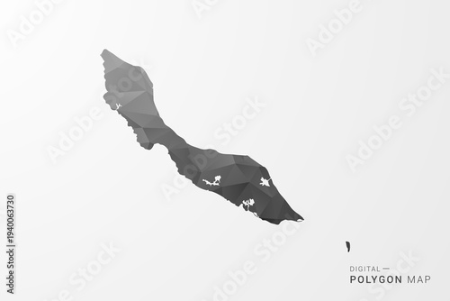 curacao Map - Black Polygon Style Vector Illustration with Low Poly Geometric Design, Clean Silhouette Isolated on White Background.