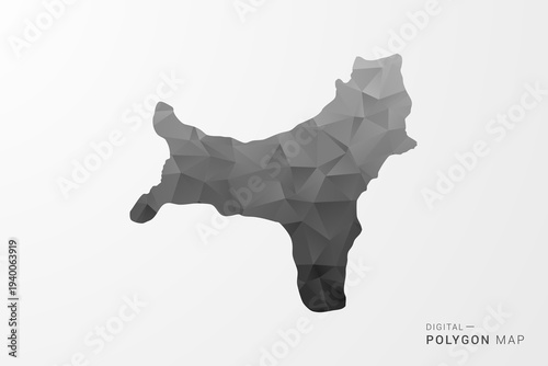 Christmas Island Map - Black Polygon Style Vector Illustration with Low Poly Geometric Design, Clean Silhouette Isolated on White Background.