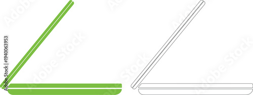 Green and black laptop silhouette computer technology