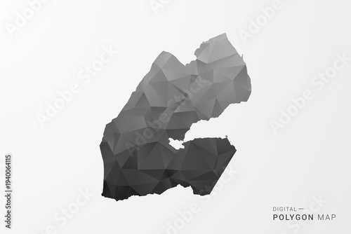 Djibouti Map - Black Polygon Style Vector Illustration with Low Poly Geometric Design, Clean Silhouette Isolated on White Background.