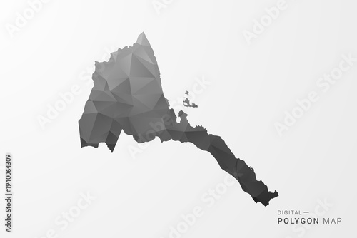 Eritrea Map - Black Polygon Style Vector Illustration with Low Poly Geometric Design, Clean Silhouette Isolated on White Background.