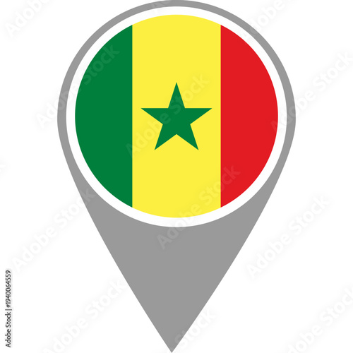 Free Download Senegal flag location pin, Senegal flag on location pin, Senegal map pointer in high quality - GFXLoad