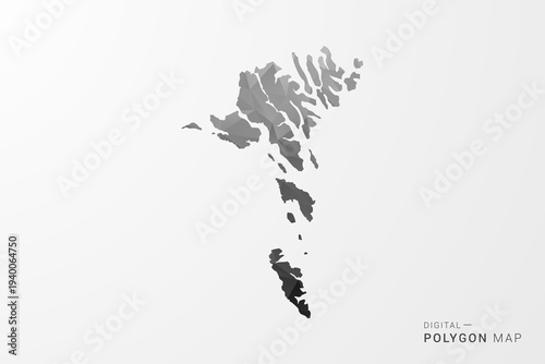 Faroe Islands Map - Black Polygon Style Vector Illustration with Low Poly Geometric Design, Clean Silhouette Isolated on White Background.