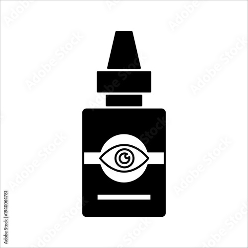 Human eye with tear vector icon. Eye drops black symbol.