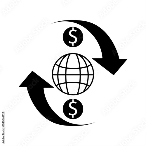 Icon of international money transfers for websites and applications.