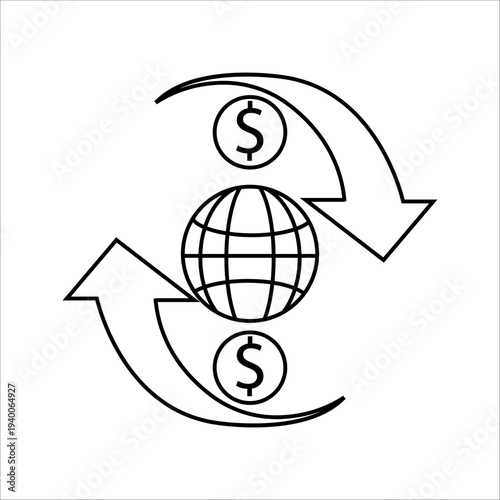 world money transfer outline icon. Element of finance icon for mobile concept and web apps. Thin line world money transfer outline icon can be used for web and mobile. Premium icon on white background