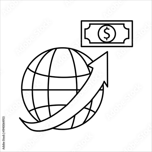 International money transfer icon. Get paid from another country. Payment method. vector illustration on white background.
