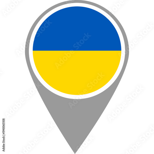 Ukraine flag location pin, Ukraine flag on location pin, Ukraine map pointer in high quality