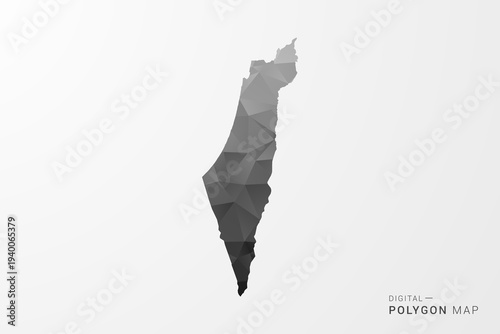 Palestine Map - Black Polygon Style Vector Illustration with Low Poly Geometric Design, Clean Silhouette Isolated on White Background.