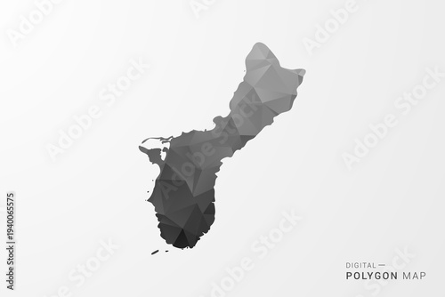 Photos Guam Map - Black Polygon Style Vector Illustration with Low Poly Geometric Design, Clean Silhouette Isolated on White Background