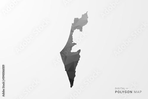 Palestine Map - Black Polygon Style Vector Illustration with Low Poly Geometric Design, Clean Silhouette Isolated on White Background.