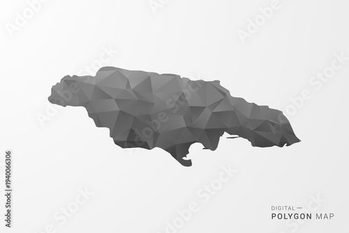 Jamaica Map - Black Polygon Style Vector Illustration with Low Poly Geometric Design, Clean Silhouette Isolated on White Background.