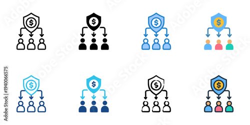 Beneficiary icons set multiple style collection. Editable stroke 
