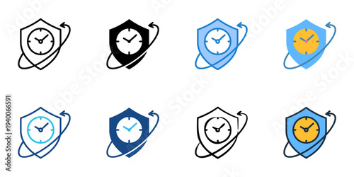 Term Insurance icons set multiple style collection. Editable stroke 
