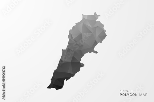 Lebanon Map - Black Polygon Style Vector Illustration with Low Poly Geometric Design, Clean Silhouette Isolated on White Background.