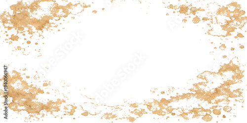 Abstract green grunge background design featuring an artistic frame with watercolor paint splashes, ink splatters, and a dirty brush texture pattern on paper