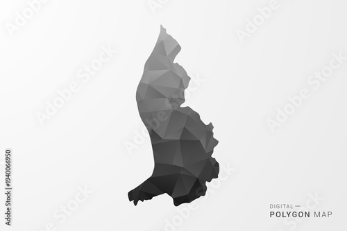 Liechtenstein Map - Black Polygon Style Vector Illustration with Low Poly Geometric Design, Clean Silhouette Isolated on White Background.