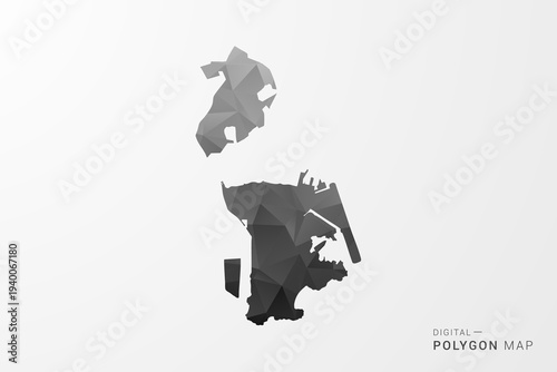 Macao Map - Black Polygon Style Vector Illustration with Low Poly Geometric Design, Clean Silhouette Isolated on White Background.