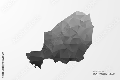 Niger Map - Black Polygon Style Vector Illustration with Low Poly Geometric Design, Clean Silhouette Isolated on White Background.