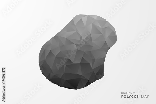 Nauru Map - Black Polygon Style Vector Illustration with Low Poly Geometric Design, Clean Silhouette Isolated on White Background.