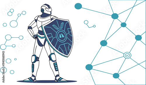 Artificial Intelligence Robot Illustration Set for Data Analysis, Research, and Future Technology