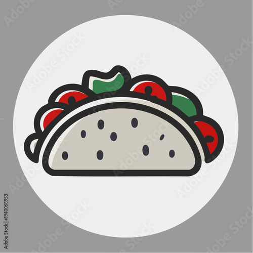 Taco Icon Illustration - Mexican Street Food and Fast Food Concept