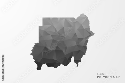 Sudan Map - Black Polygon Style Vector Illustration with Low Poly Geometric Design, Clean Silhouette Isolated on White Background.