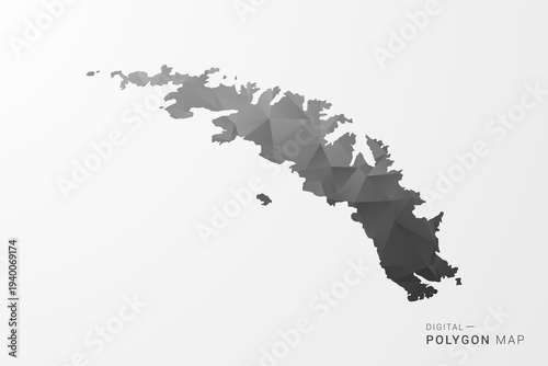 South Georgia and the South Sandwich Islands Map - Black Polygon Style Vector Illustration with Low Poly Geometric Design, Clean Silhouette Isolated on White Background.