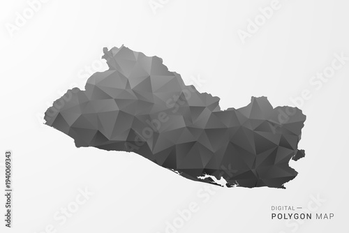 El Salvador Map - Black Polygon Style Vector Illustration with Low Poly Geometric Design, Clean Silhouette Isolated on White Background.
