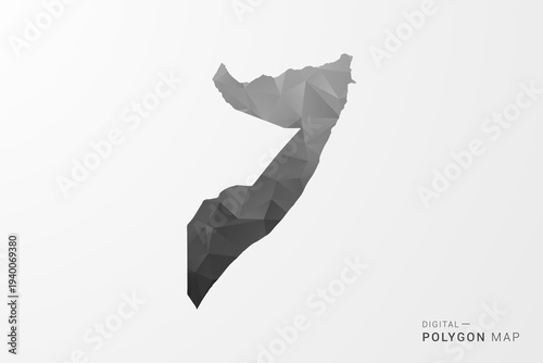 Somalia Map - Black Polygon Style Vector Illustration with Low Poly Geometric Design, Clean Silhouette Isolated on White Background.