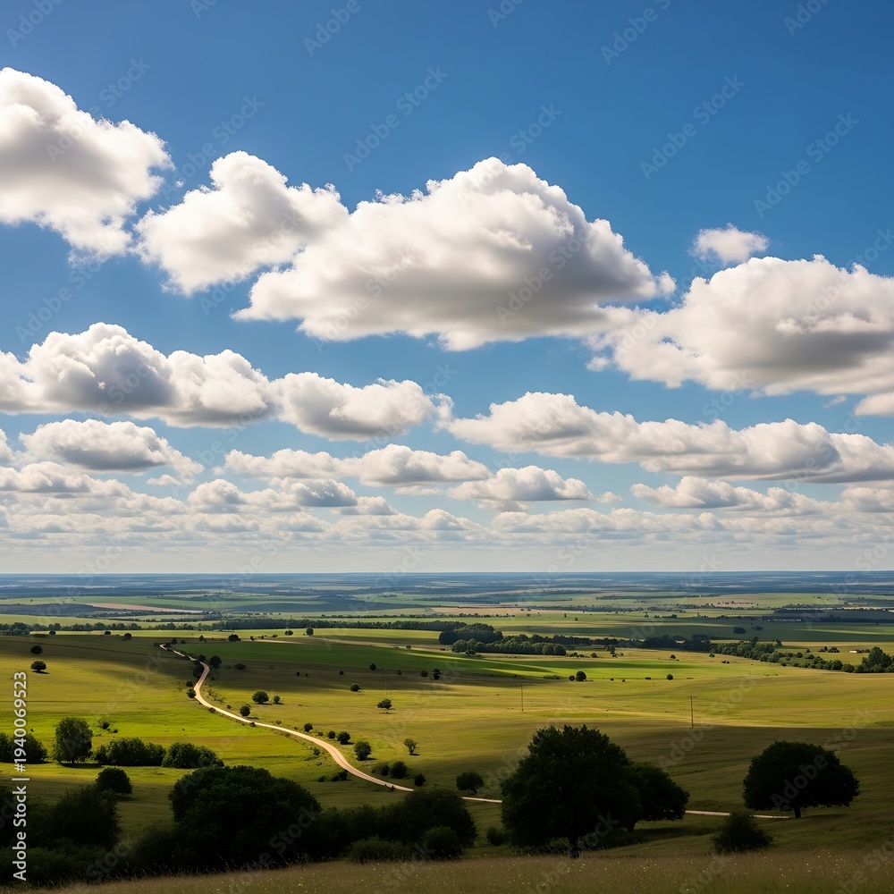 Fototapeta premium Scenic view of rural landscape fields.