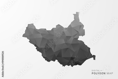 South Sudan Map - Black Polygon Style Vector Illustration with Low Poly Geometric Design, Clean Silhouette Isolated on White Background.