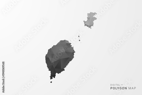 Sao Tome and Principe Map - Black Polygon Style Vector Illustration with Low Poly Geometric Design, Clean Silhouette Isolated on White Background.