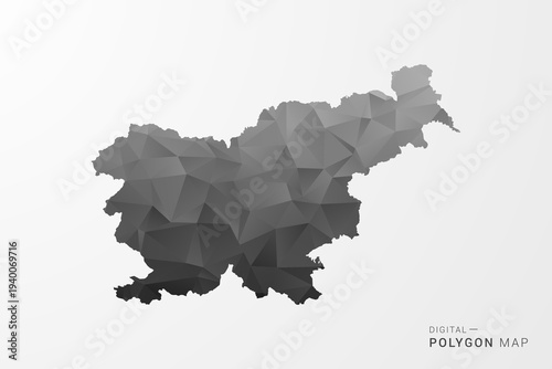 Slovenia Map - Black Polygon Style Vector Illustration with Low Poly Geometric Design, Clean Silhouette Isolated on White Background.