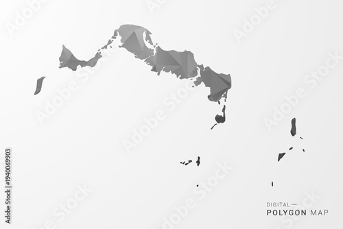 Turks and Caicos Islands Map - Black Polygon Style Vector Illustration with Low Poly Geometric Design, Clean Silhouette Isolated on White Background.