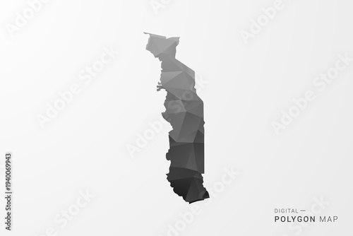 Togo Map - Black Polygon Style Vector Illustration with Low Poly Geometric Design, Clean Silhouette Isolated on White Background.