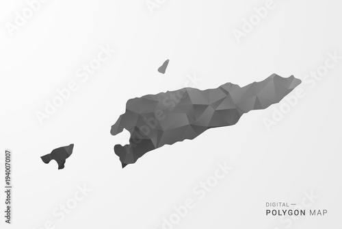 Timor Leste Map - Black Polygon Style Vector Illustration with Low Poly Geometric Design, Clean Silhouette Isolated on White Background.