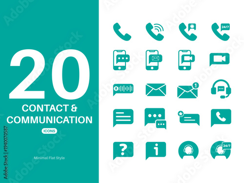 20 Contact Support Icons Set