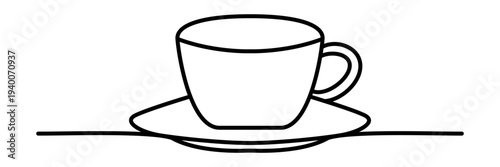 Minimal coffee cup continuous line art drawing vector illustration for hot drink and cafe icon