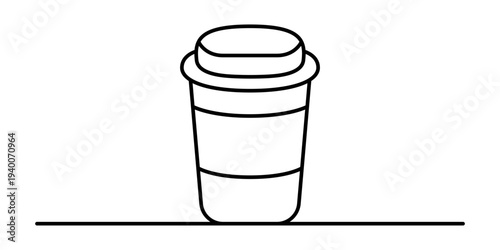 Minimal coffee cup continuous line art drawing vector illustration