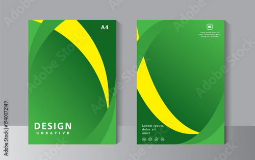 Modern layout cover design with green and yellow colour. Can be use for Book cover, Brochure, Annual Report, Magazine, Business Presentation, Poster, flyer, Banner,