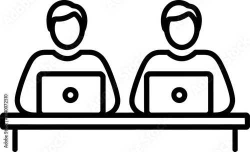 Two people working on laptops side by side