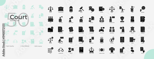 Court Solid Editable Icons set
