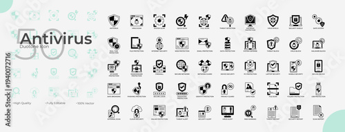 Antivirus Duotone Editable Icons set